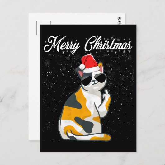 メリークリスマスキャット中指の失礼クリスマス醜いC ポストカード (正面/裏面)