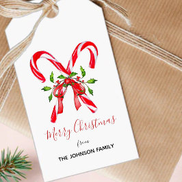 メリークリスマスキャンディとホリー葉ズの杖 ギフトタグ