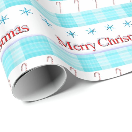 メリークリスマスキャンディカンススノーフレークスギフト紙 ラッピングペーパー (ロールコーナー)