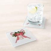 メリークリスマスキャンディキャンセブーケ ガラスコースター (アングル)