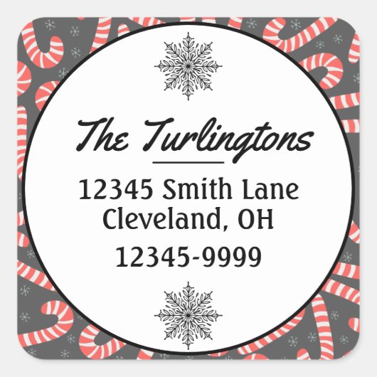 メリークリスマスキャンディキャーンズ差出人住所 スクエアシール (正面)