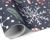 メリークリスマスキャンディススノーフレークモアブランチベリー ラッピングペーパー (ロールコーナー)