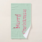 メリークリスマスキャンディスワールウィンター格言水玉模様 バスタオルセット (ハンドタオル)