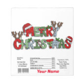 メリークリスマスキャンディバーラッパ好き ノートパッド (正面)