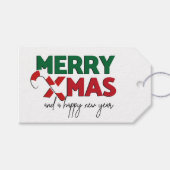 メリークリスマスキャンディーケインレッド緑のクリスマス ギフトタグ (正面(横))