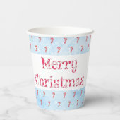 メリークリスマスキャンディーケイン雪の背景 紙コップ (裏面)