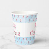 メリークリスマスキャンディーケイン雪の背景 紙コップ (右)