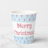 メリークリスマスキャンディーケイン雪の背景 紙コップ (正面)