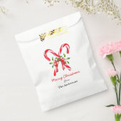 メリークリスマスキャンディーケーンと弓の好意バッグ フェイバーバッグ (封をした状態)