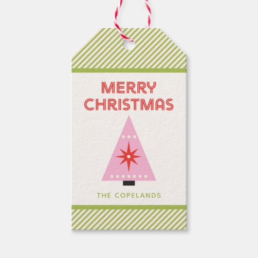 メリークリスマスキャンディーケーンストライプカスタム ギフトタグ (正面)
