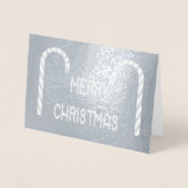メリークリスマスキャンディーケーンフォント&写真 箔カード (正面)