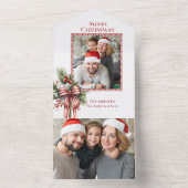 メリークリスマスキャンディーケーンボウ写真 オールインワン招待状 (内側)