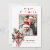 メリークリスマスキャンディーケーンボウ写真 シーズンカード (正面)