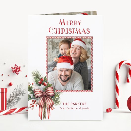 メリークリスマスキャンディーケーンボウ写真 シーズンカード