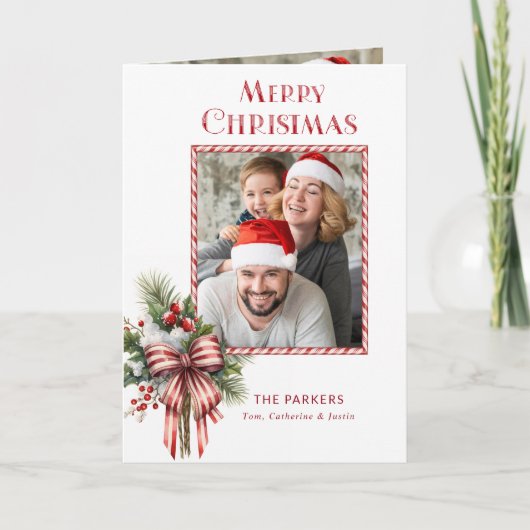メリークリスマスキャンディーケーンボウ写真 シーズンカード (正面)
