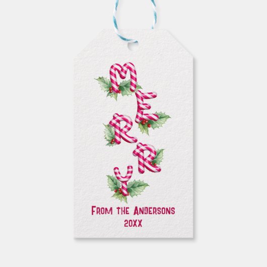 メリークリスマスキャンディーケーンレッドグリーンホリデー ギフトタグ (裏面)