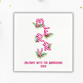 メリークリスマスキャンディーケーンレッドグリーンホリデー スタンダードカクテルナプキン