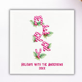 メリークリスマスキャンディーケーンレッドグリーンホリデー スタンダードカクテルナプキン