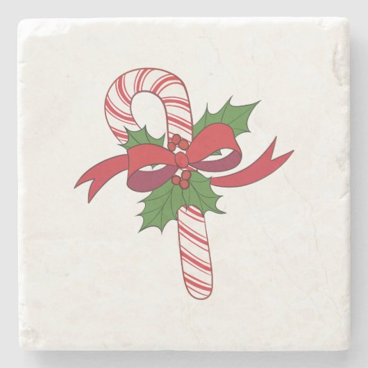 メリークリスマスキャンディーケーン ストーンコースター (正面)