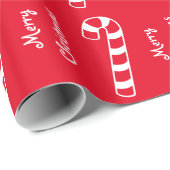 メリークリスマスキャンディ赤と白ーストライプのキャン ラッピングペーパー (ロールコーナー)