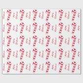 メリークリスマスキャンディ赤と白ーストライプのキャン ラッピングペーパー (フラット)