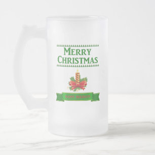 メリークリスマスキャンドルフロステッドグラスビールマグ フロストグラスビールジョッキ