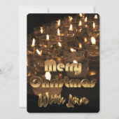 メリークリスマスキャンドルライトブラック金ゴールド文字 招待状 (正面)