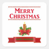 メリークリスマスキャンドル(赤/緑) スクエアシール (正面)