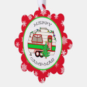 メリークリスマスキャンピングプリンレトロRVカンパー オーナメントカード (左)