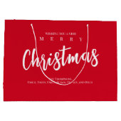 メリークリスマスキュートお洒落レッドスノーフレーク ラージペーパーバッグ (裏面)