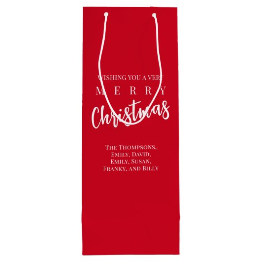 メリークリスマスキュートお洒落レッドスノーフレーク ワインギフトバッグ (裏面)