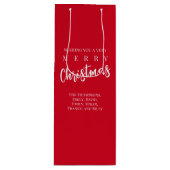 メリークリスマスキュートお洒落レッドスノーフレーク ワインギフトバッグ (正面)