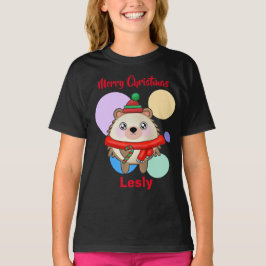 メリークリスマスキュートかわいいフレンドリーハリネズミ Tシャツ