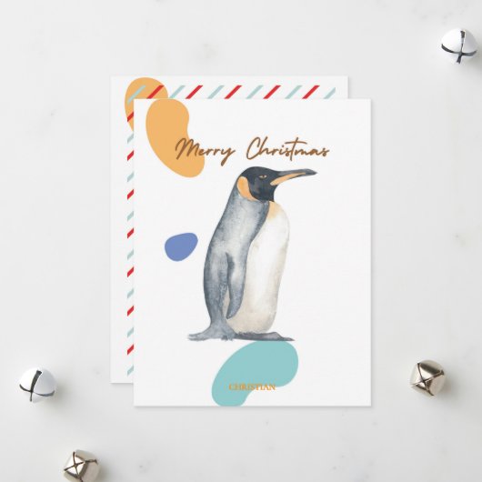 メリークリスマスキュートなキッズピンキンヴィンテージ シーズンカード (正面/裏面インサイチュ)