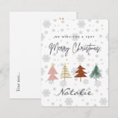 メリークリスマスキュートなパステル模様の雪片 ノートカード (正面/裏面)