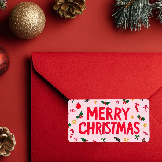 メリークリスマスキュートな手描きカスタムドードル ラベル