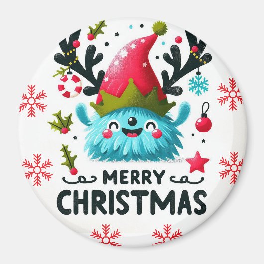 メリークリスマスキュートふわふわおっちょこちょいのの怪物 マグネット (正面)