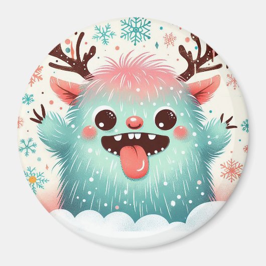 メリークリスマスキュートふわふわおっちょこちょいのの怪物 マグネット (正面)