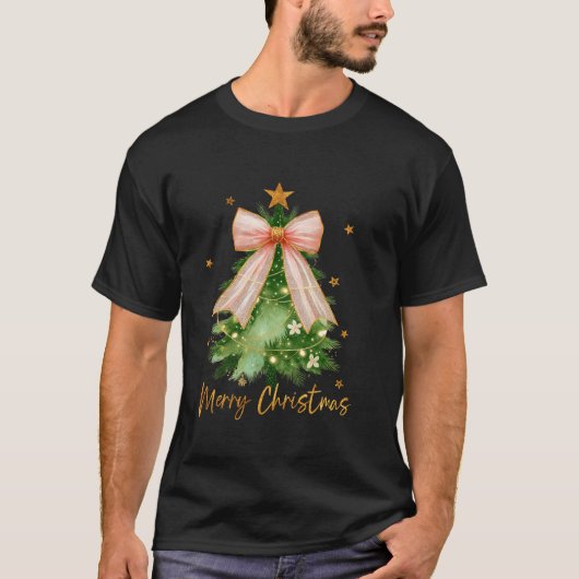 メリークリスマスキュートガーリークリスマスツリーライト Tシャツ (正面)
