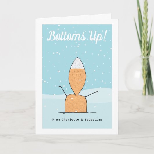 メリークリスマスキュートキツネボトムスアップ カード (正面)