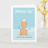 メリークリスマスキュートキツネボトムスアップ カード (黄色い花)