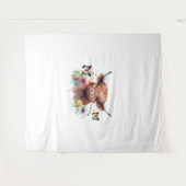 メリークリスマスキュートクラシックハイランド牛Tシャツ タペストリー (正面(横))