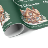 メリークリスマスキュートグリーン不動産仲介業者カスタム ラッピングペーパー (ロールコーナー)