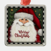 メリークリスマスキュートサンタインスピリシエントホリデー メタルオーナメント (正面)