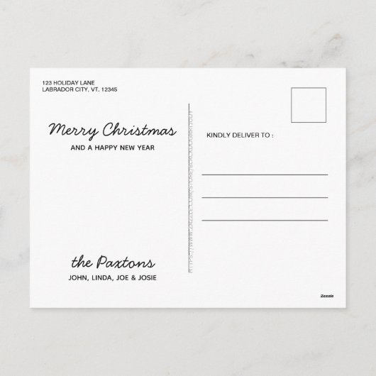 メリークリスマスキュートサンタドッグラブラドール シーズンポストカード (裏面)