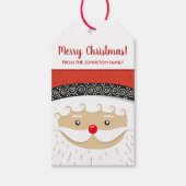 メリークリスマスキュートサンタファミリーネームパーティー ギフトタグ (正面)