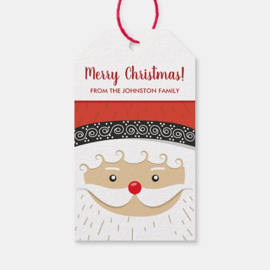 メリークリスマスキュートサンタファミリーネームパーティー ギフトタグ (裏面)