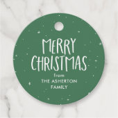 メリークリスマスキュートシンプルな緑の星点 フェイバータグ (正面)