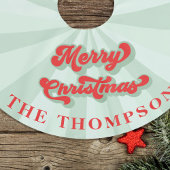 メリークリスマスキュートシンプルレッドグリーンタイポグラフィ ブラッシュドポリエステルツリースカート