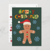 メリークリスマスキュートジンジャーブレッドマン シーズンポストカード (正面/裏面)